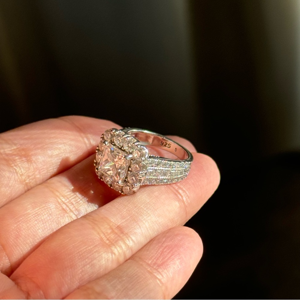 4cttw princess cut full moissanite vvs1 promise ring sz 5 - Picture 4 of 13